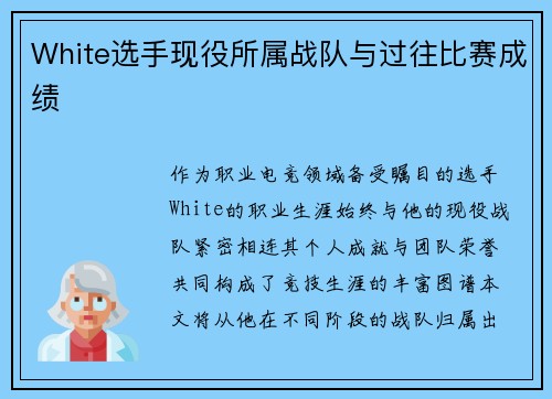 White选手现役所属战队与过往比赛成绩